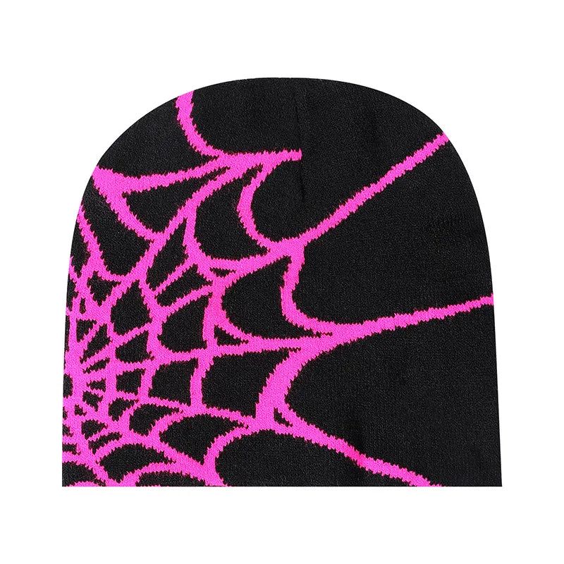 Spider Pattern Knitted Hat Beanies Hat Street Pullover Hat for Men Women Winter Outdoor Riding Sports Hat Elastic Skullies Hat