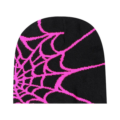 Spider Pattern Knitted Hat Beanies Hat Street Pullover Hat for Men Women Winter Outdoor Riding Sports Hat Elastic Skullies Hat
