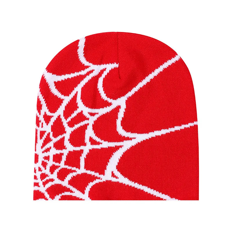 Spider Pattern Knitted Hat Beanies Hat Street Pullover Hat for Men Women Winter Outdoor Riding Sports Hat Elastic Skullies Hat