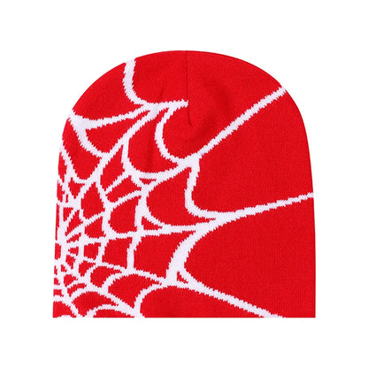 Spider Pattern Knitted Hat Beanies Hat Street Pullover Hat for Men Women Winter Outdoor Riding Sports Hat Elastic Skullies Hat
