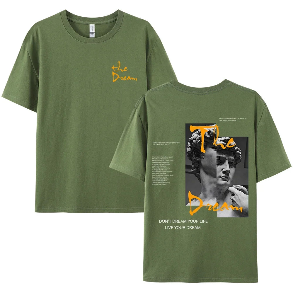 Streetwear Don'T Dream Your Life Live Your Dream Men Clothes Fashion Summer T-Shirts  100% Cotton Loose Tops Breathable Tee