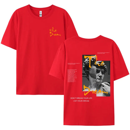 Streetwear Don'T Dream Your Life Live Your Dream Men Clothes Fashion Summer T-Shirts  100% Cotton Loose Tops Breathable Tee