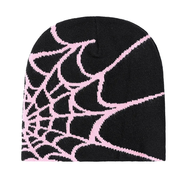 Spider Pattern Knitted Hat Beanies Hat Street Pullover Hat for Men Women Winter Outdoor Riding Sports Hat Elastic Skullies Hat