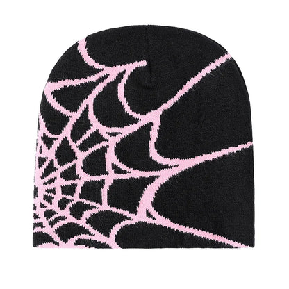 Spider Pattern Knitted Hat Beanies Hat Street Pullover Hat for Men Women Winter Outdoor Riding Sports Hat Elastic Skullies Hat