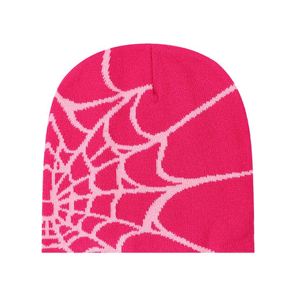 Spider Pattern Knitted Hat Beanies Hat Street Pullover Hat for Men Women Winter Outdoor Riding Sports Hat Elastic Skullies Hat