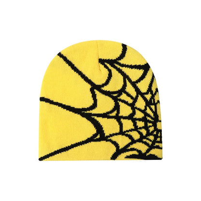 Spider Pattern Knitted Hat Beanies Hat Street Pullover Hat for Men Women Winter Outdoor Riding Sports Hat Elastic Skullies Hat