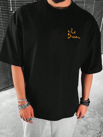 Streetwear Don'T Dream Your Life Live Your Dream Men Clothes Fashion Summer T-Shirts  100% Cotton Loose Tops Breathable Tee