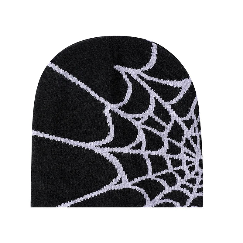 Spider Pattern Knitted Hat Beanies Hat Street Pullover Hat for Men Women Winter Outdoor Riding Sports Hat Elastic Skullies Hat