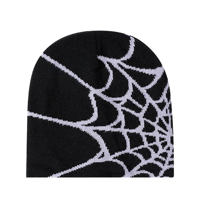 Spider Pattern Knitted Hat Beanies Hat Street Pullover Hat for Men Women Winter Outdoor Riding Sports Hat Elastic Skullies Hat