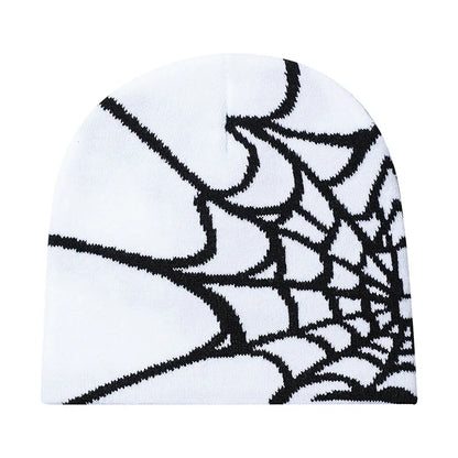 Spider Pattern Knitted Hat Beanies Hat Street Pullover Hat for Men Women Winter Outdoor Riding Sports Hat Elastic Skullies Hat