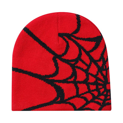 Spider Pattern Knitted Hat Beanies Hat Street Pullover Hat for Men Women Winter Outdoor Riding Sports Hat Elastic Skullies Hat